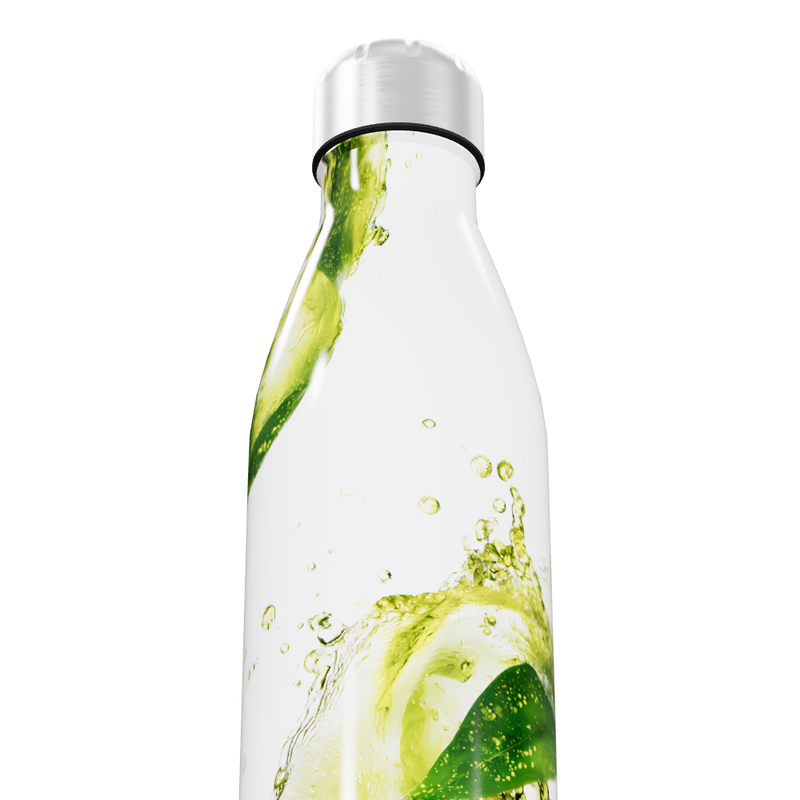 Garrafa Inox - Branca com Estampa Vegetal