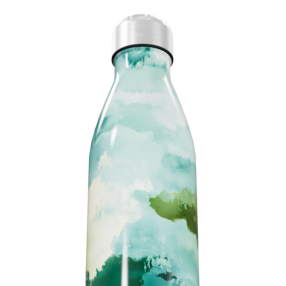 Garrafa Inox - Estampa Aquarela Verde