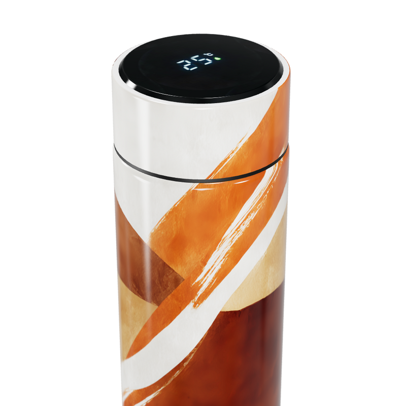 Garrafa Térmica Touch - Listras Marrom e Branco