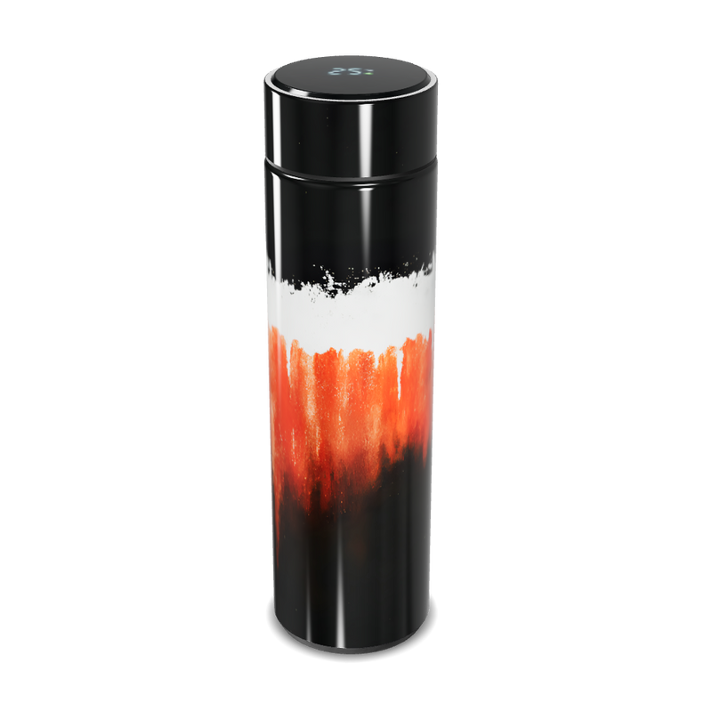 Garrafa Térmica Touch - Preto com Arte Laranja