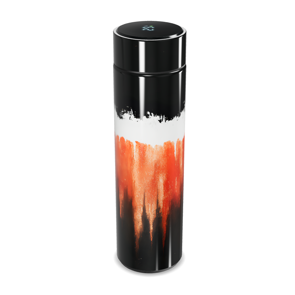 Garrafa Térmica Touch - Preto com Arte Laranja