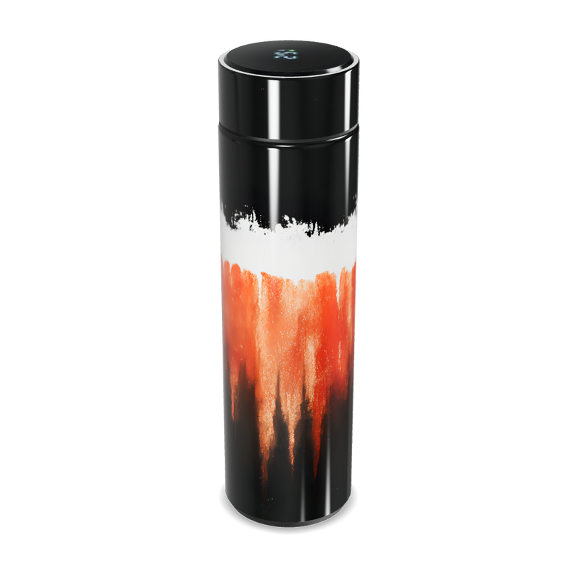 Garrafa Térmica Touch - Preto com Arte Laranja