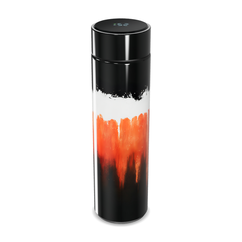 Garrafa Térmica Touch - Preto com Arte Laranja