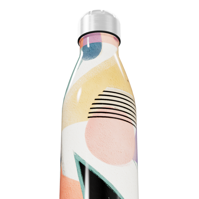 Garrafa Inox - Colorida com Estampa Geométrica