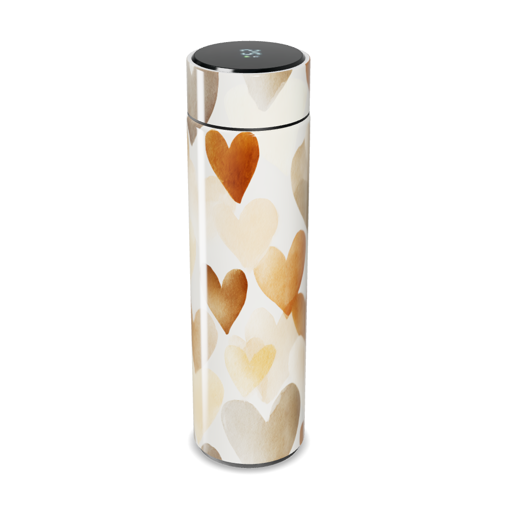 Garrafa Térmica Touch - Corações Bege Aço Inox