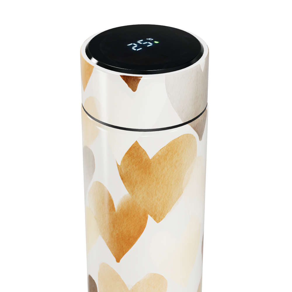 Garrafa Térmica Touch - Corações Bege Aço Inox