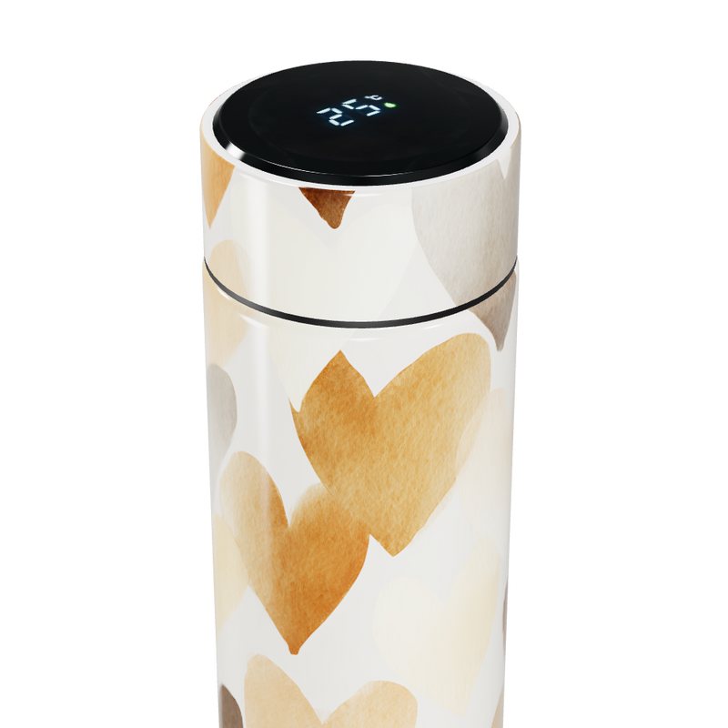 Garrafa Térmica Touch - Corações Bege Aço Inox