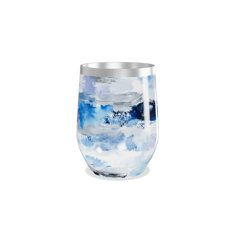 Copo Térmico Slim - Abstrato Azul e Branco