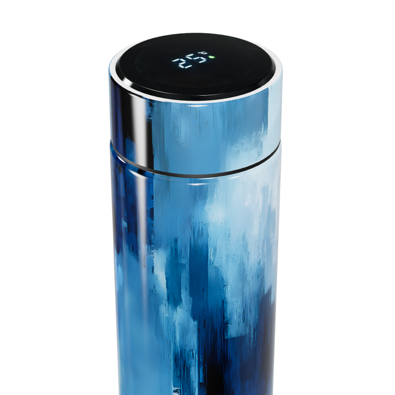 Garrafa Térmica Touch - Azul Abstrato Aço Inox