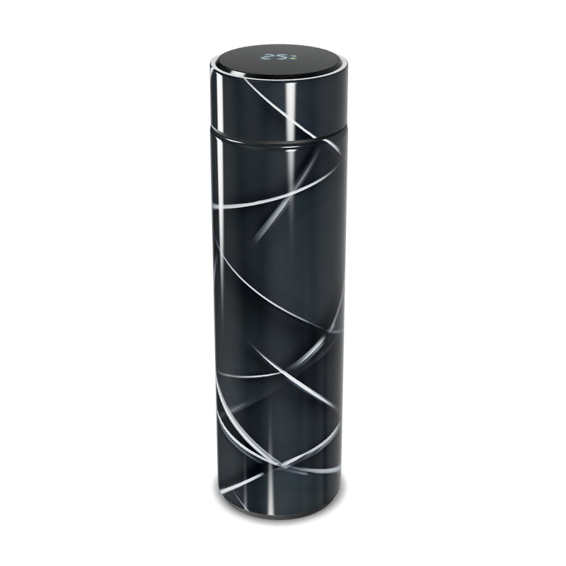 Garrafa Térmica Touch - Preta com Linhas Prateadas