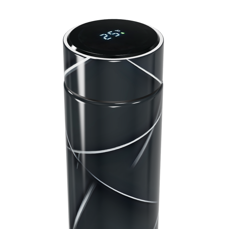 Garrafa Térmica Touch - Preta com Linhas Prateadas