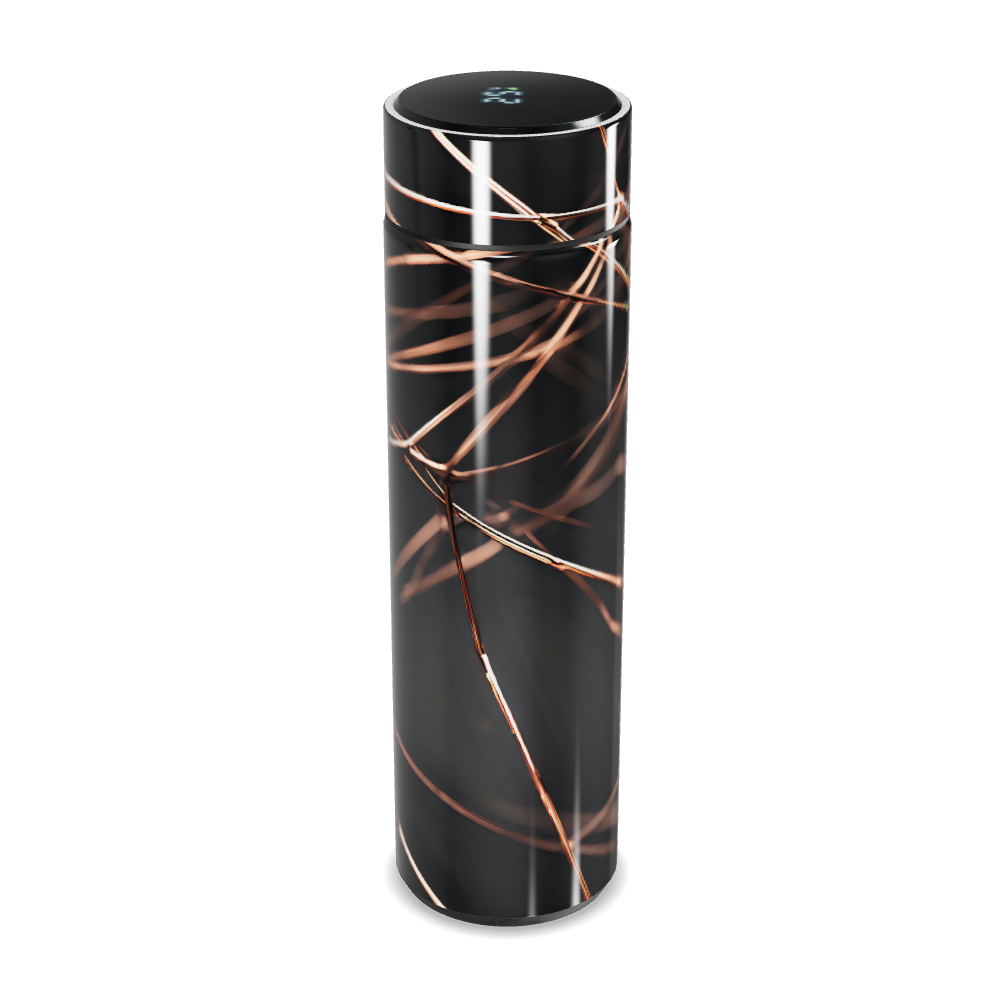 Garrafa Térmica Touch - Preta com Linhas Cobre