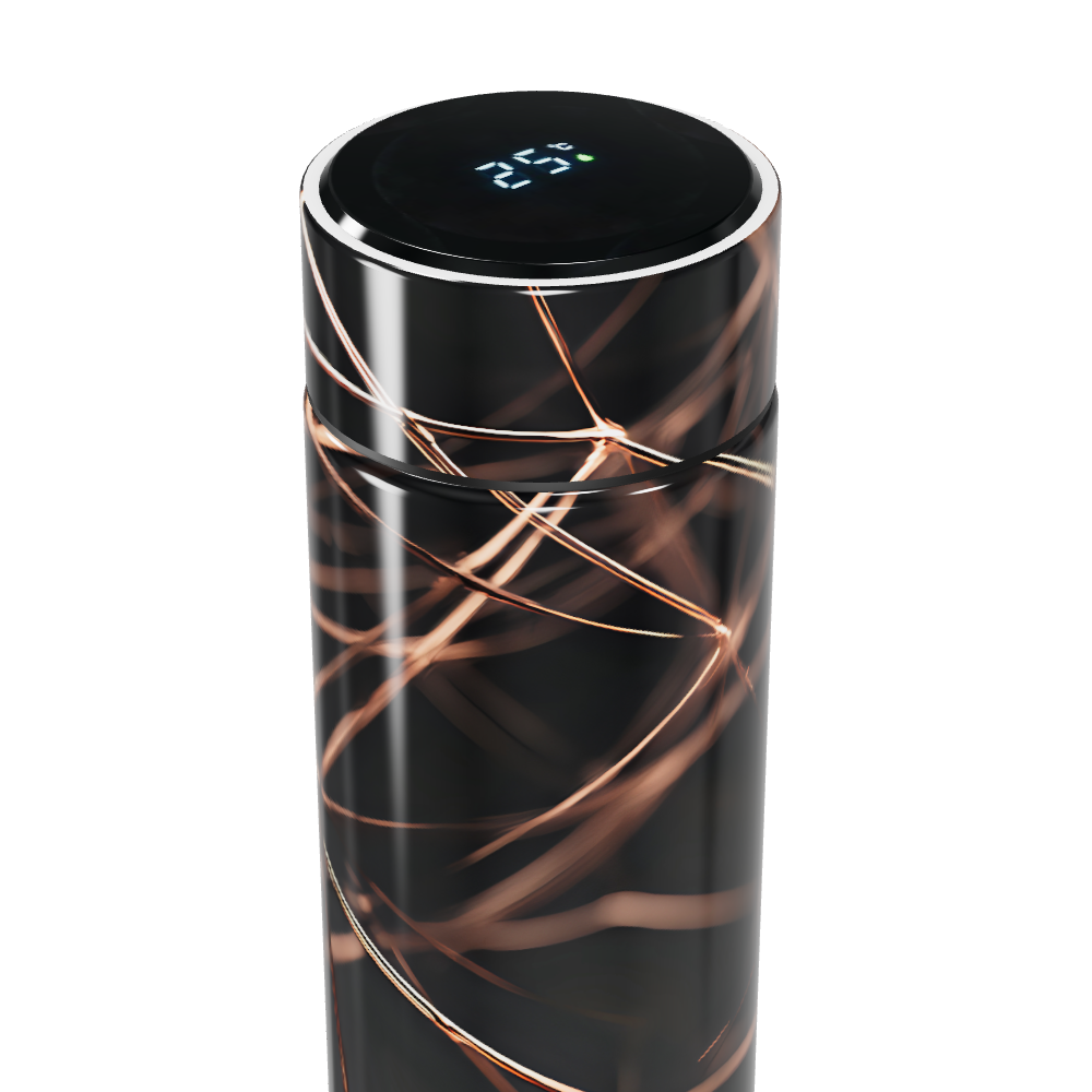 Garrafa Térmica Touch - Preta com Linhas Cobre