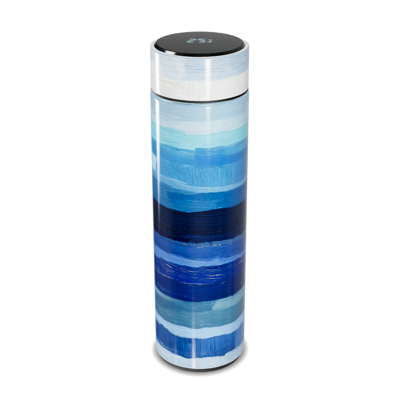 Garrafa Térmica Touch - Listras Azuis Vidro