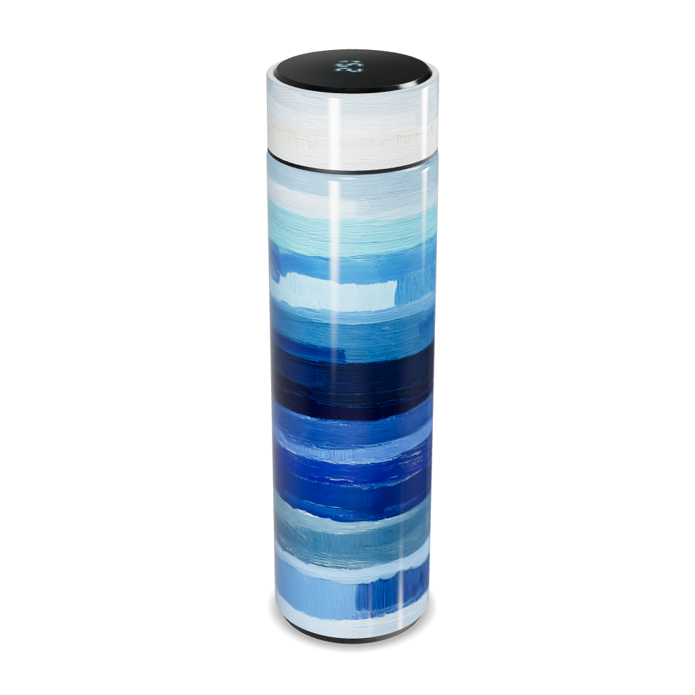 Garrafa Térmica Touch - Listras Azuis Vidro