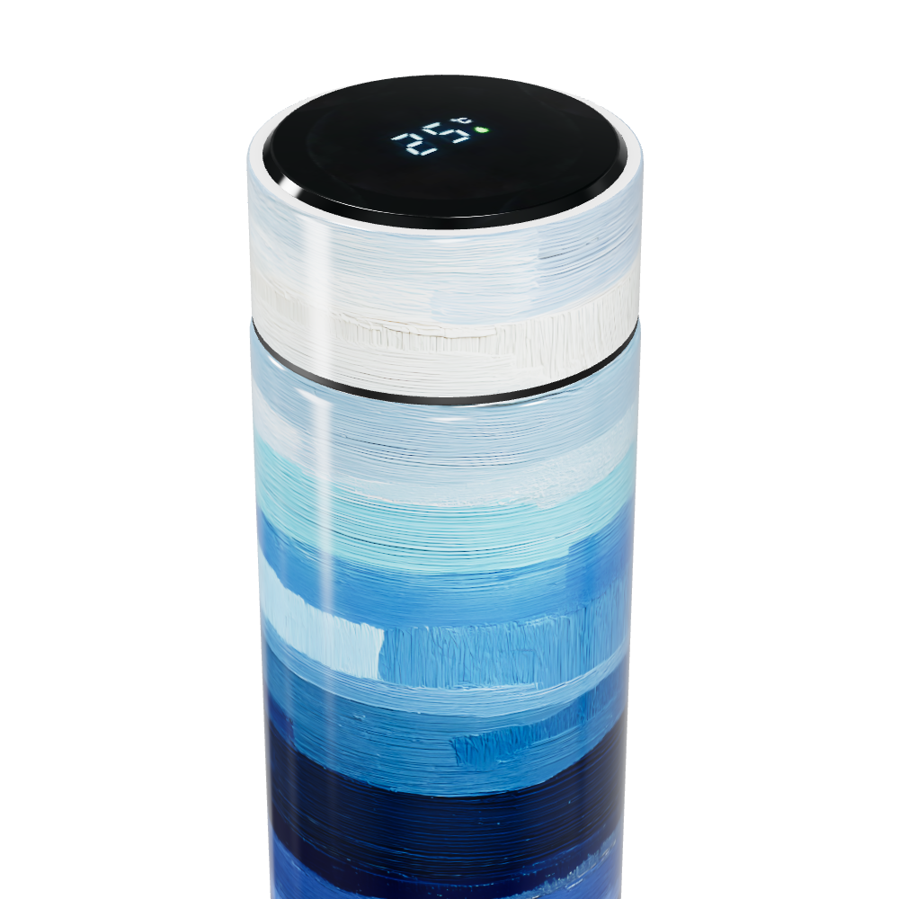 Garrafa Térmica Touch - Listras Azuis Vidro