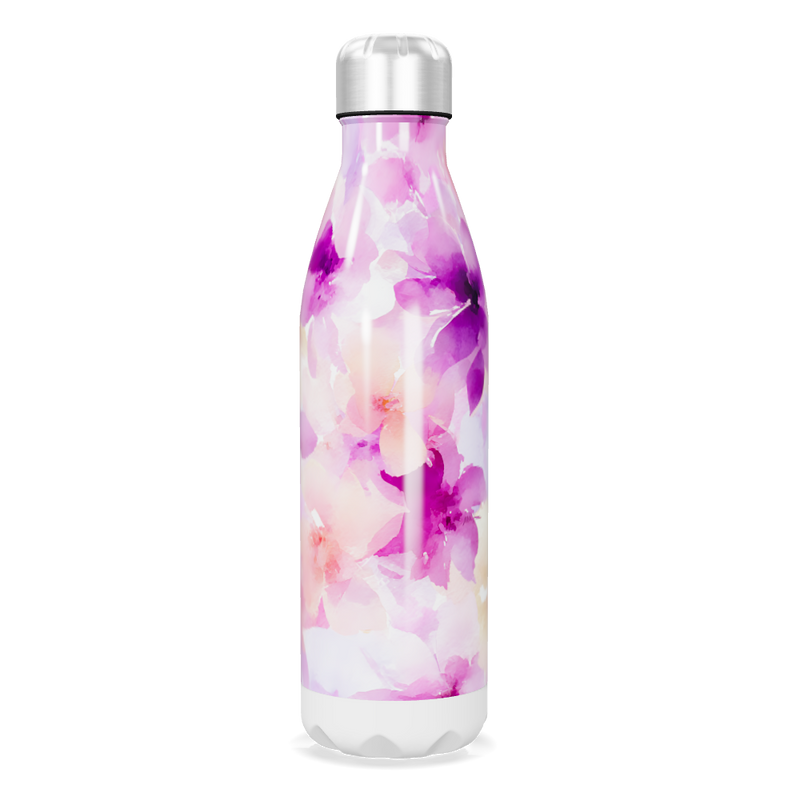 Garrafa Inox - Floral Rosa e Roxa
