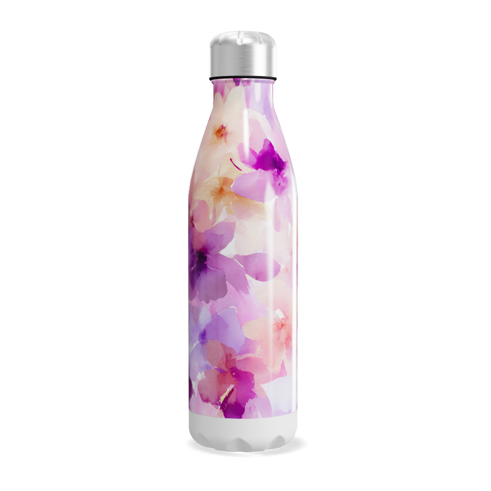 Garrafa Inox - Floral Rosa e Roxa