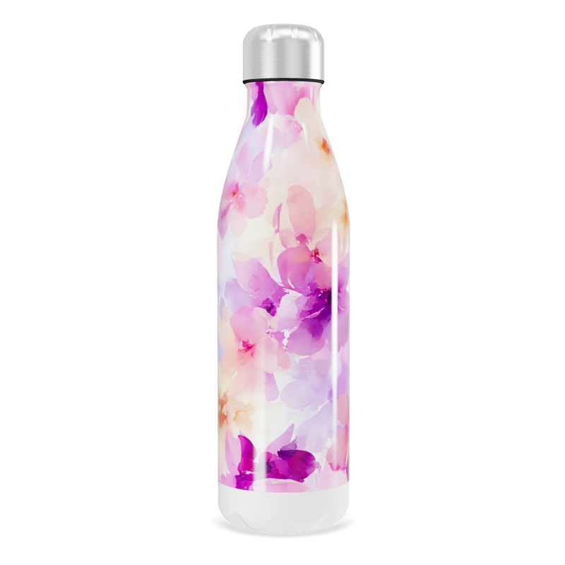 Garrafa Inox - Floral Rosa e Roxa