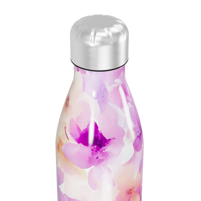 Garrafa Inox - Floral Rosa e Roxa