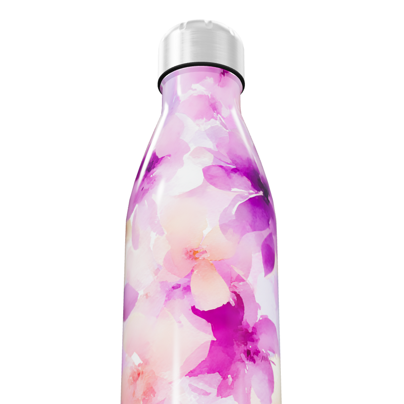 Garrafa Inox - Floral Rosa e Roxa