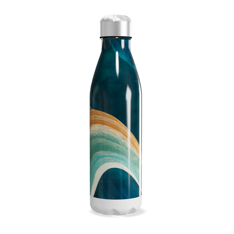 Garrafa Inox - Azul com Estampa Colorida