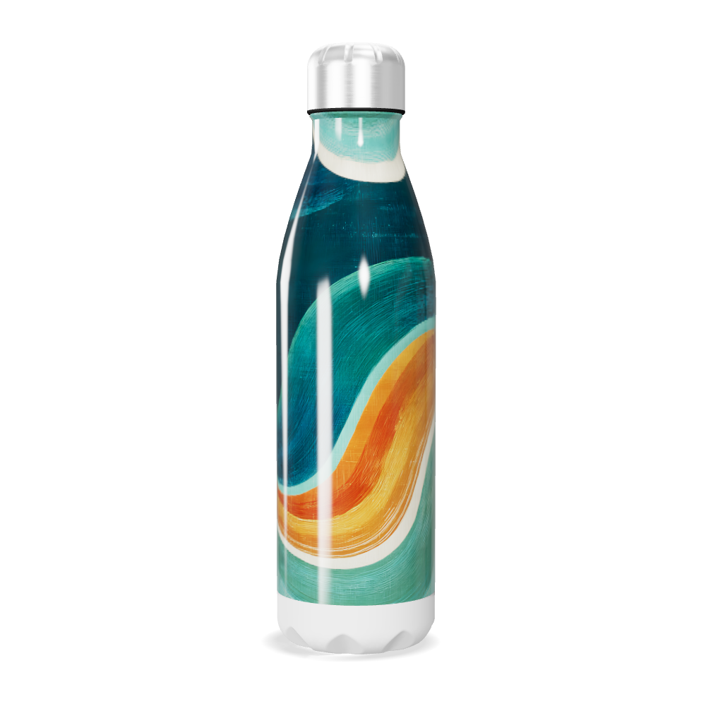 Garrafa Inox - Azul com Estampa Colorida