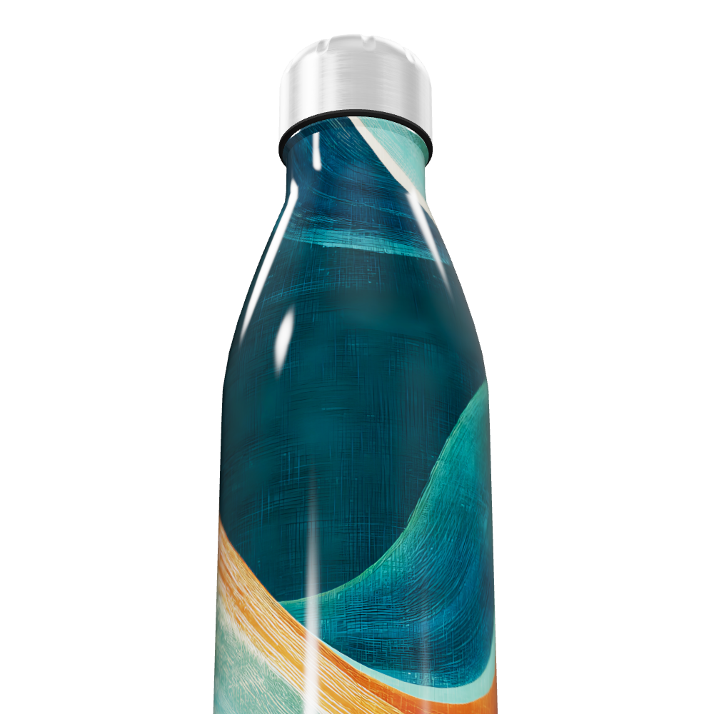 Garrafa Inox - Azul com Estampa Colorida