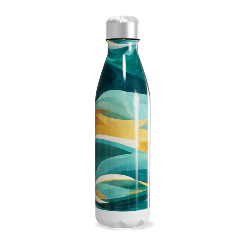 Garrafa Inox - Estampa Ondas Coloridas