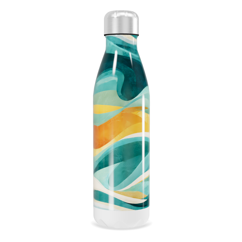 Garrafa Inox - Estampa Ondas Coloridas