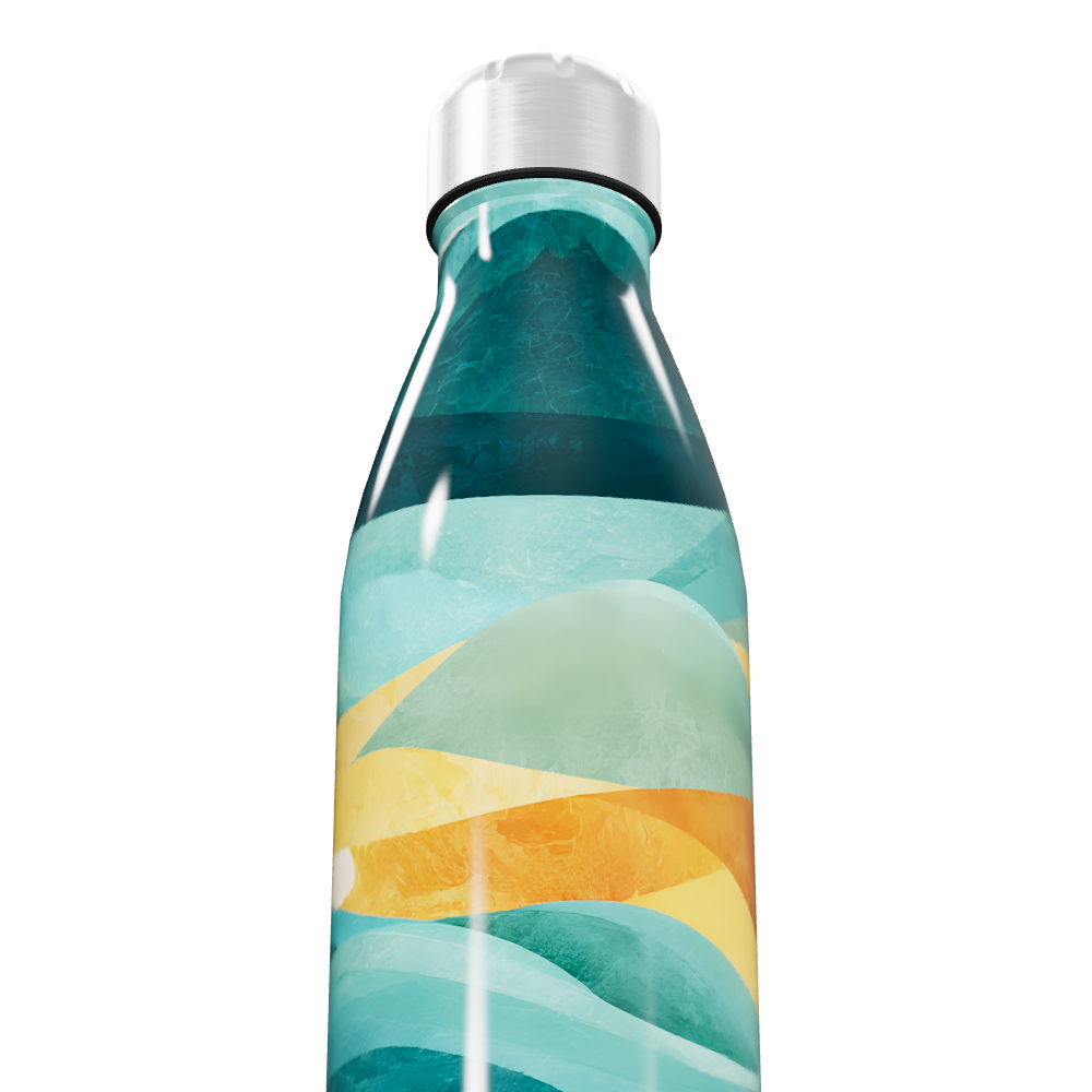 Garrafa Inox - Estampa Ondas Coloridas