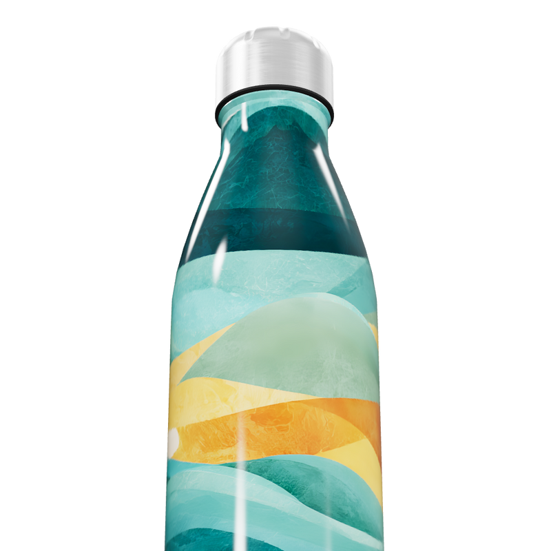 Garrafa Inox - Estampa Ondas Coloridas