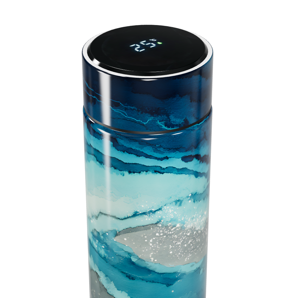 Garrafa Térmica Touch Azul Mármore Digital