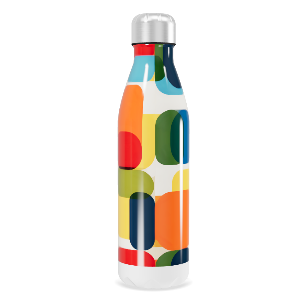 Garrafa Inox - Colorida com Estampa Geométrica