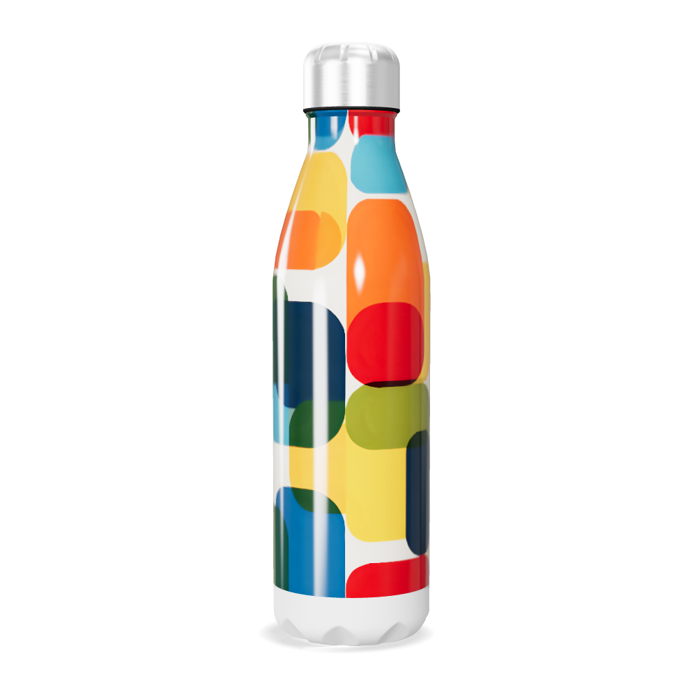 Garrafa Inox - Colorida com Estampa Geométrica
