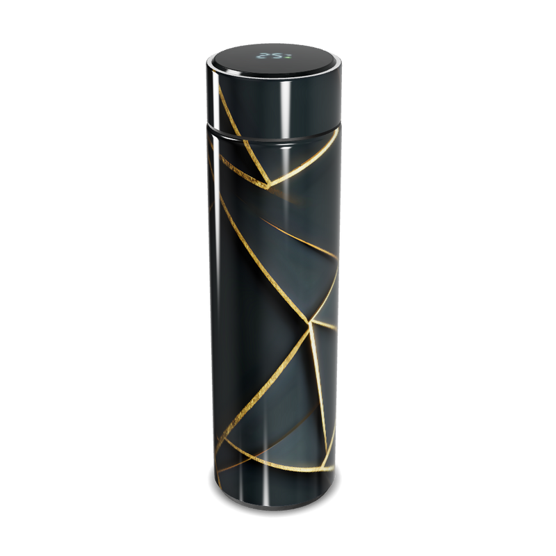 Garrafa Térmica Touch - Preta com Detalhes Dourados