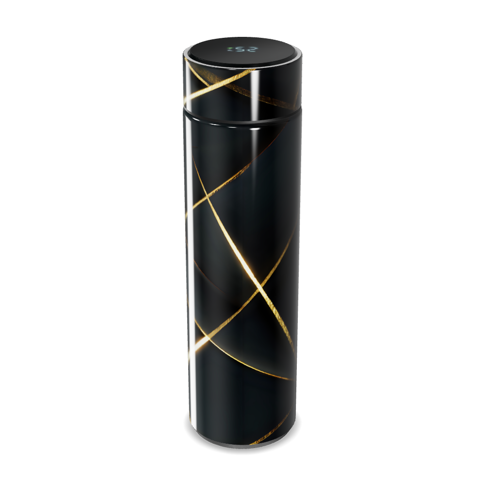 Garrafa Térmica Touch - Preta com Detalhes Dourados