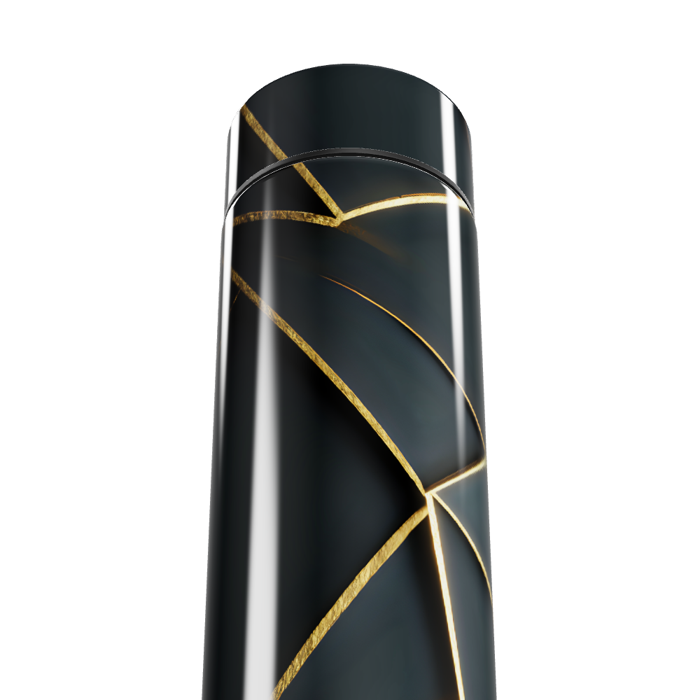 Garrafa Térmica Touch - Preta com Detalhes Dourados