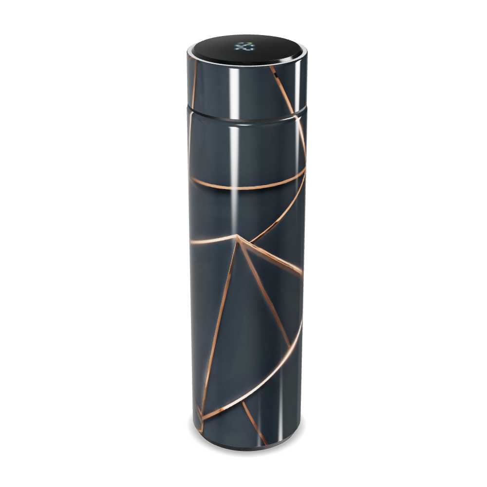 Garrafa Térmica Touch - Preta com Linhas Douradas