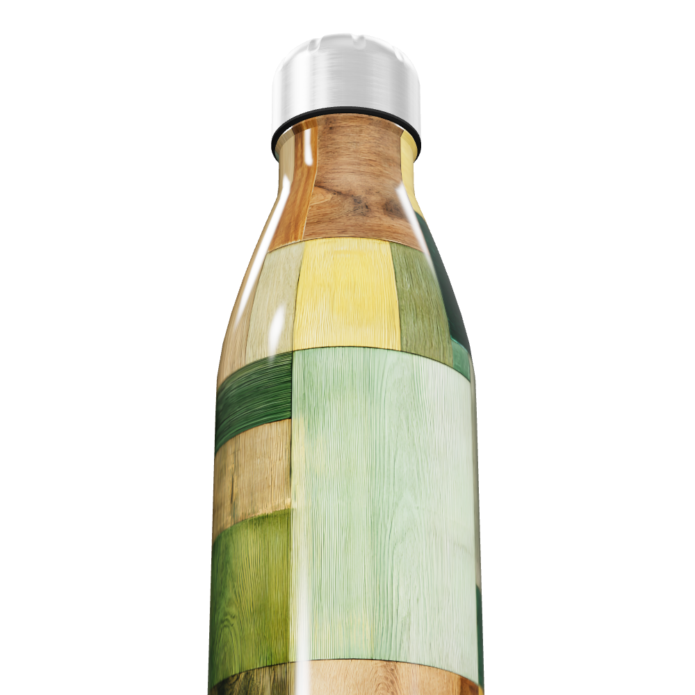 Garrafa Inox - Estampa Madeira Colorida