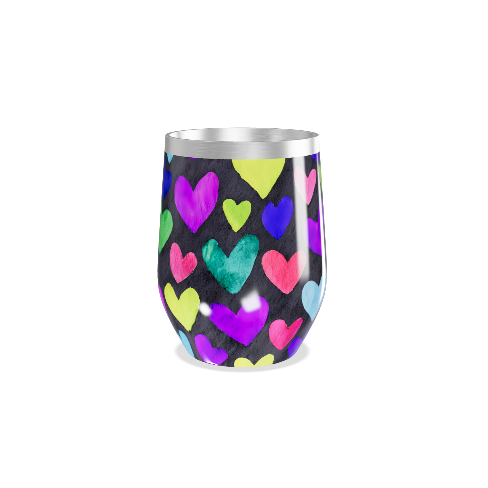 Copo Térmico Slim - Corações Coloridos Inox