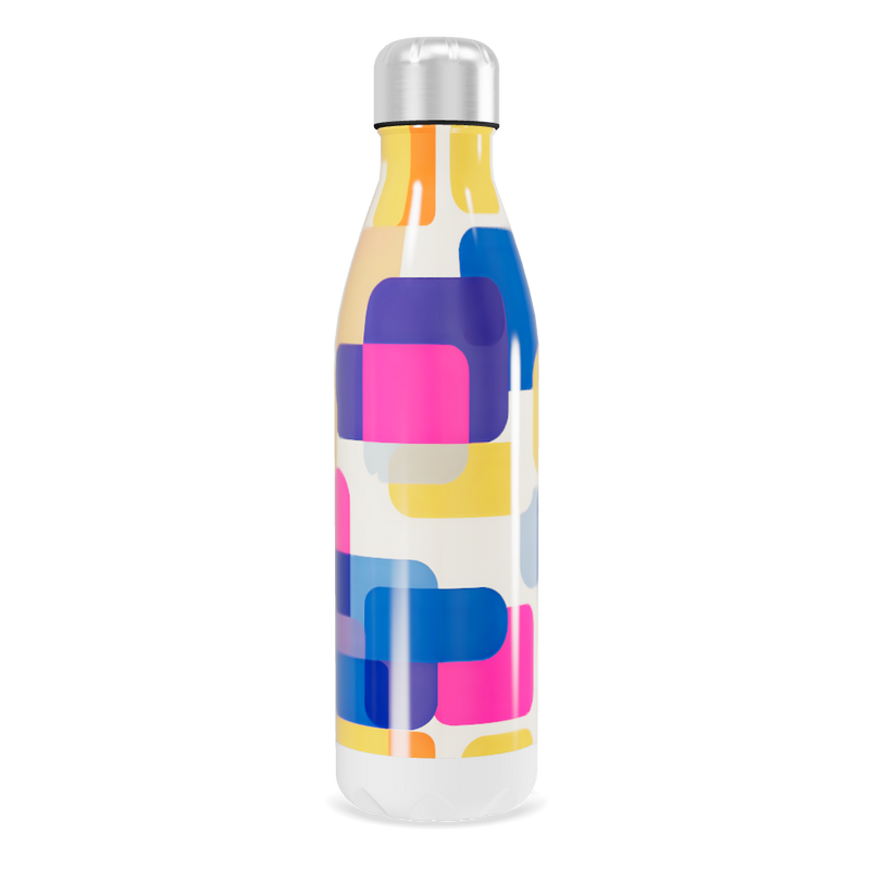 Garrafa Inox - Estampa Geométrica Colorida
