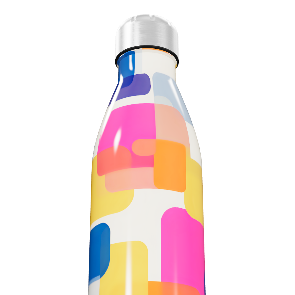 Garrafa Inox - Estampa Geométrica Colorida