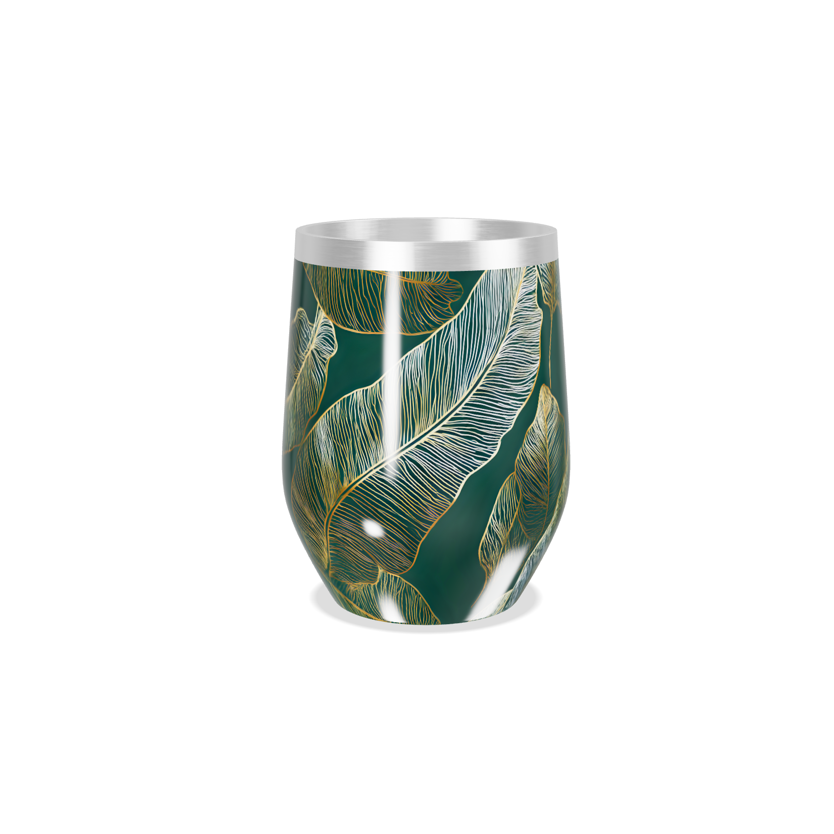 Copo Térmico Slim - Verde com Folhas Tropicais