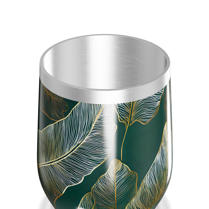 Copo Térmico Slim - Verde com Folhas Tropicais