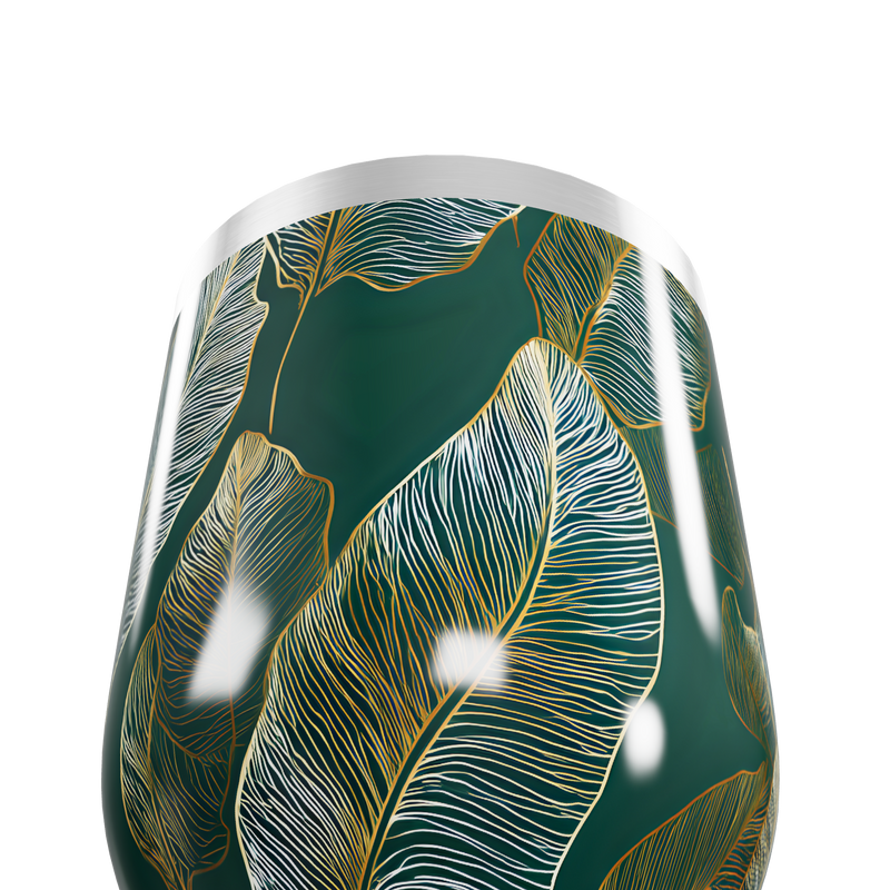 Copo Térmico Slim - Verde com Folhas Tropicais