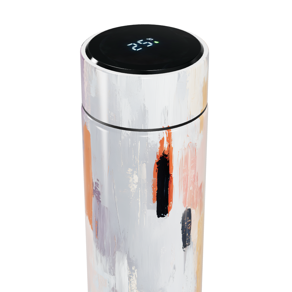 Garrafa Térmica Touch - Estampa Abstrata Branca