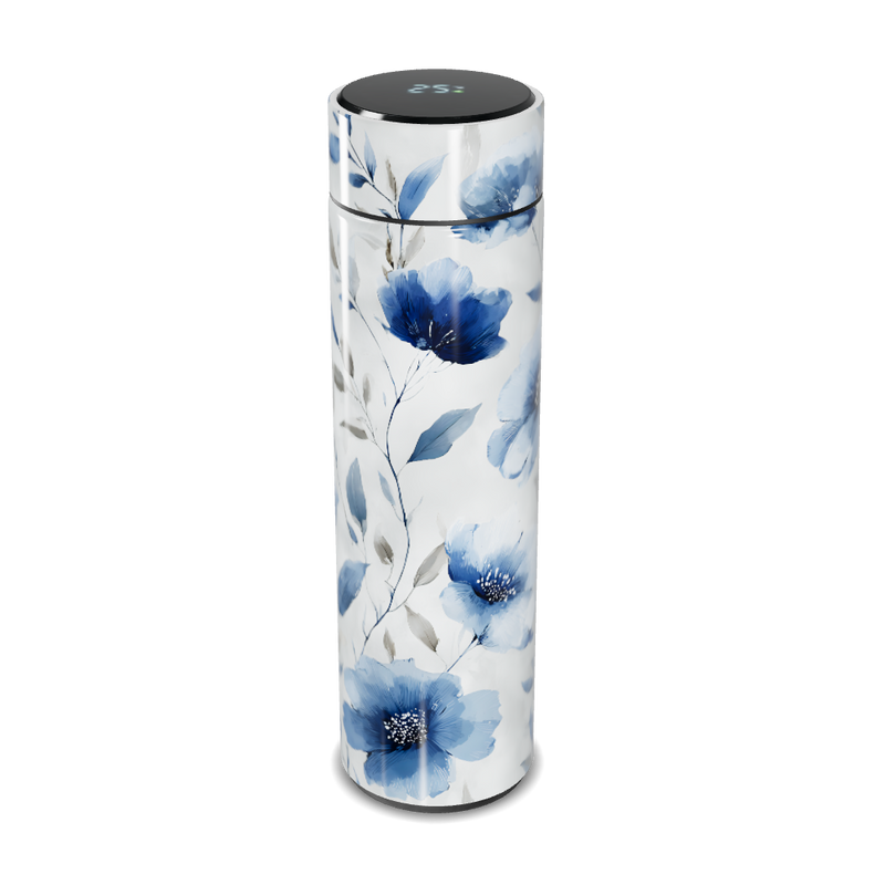 Garrafa Térmica Touch - Floral Azul Branca