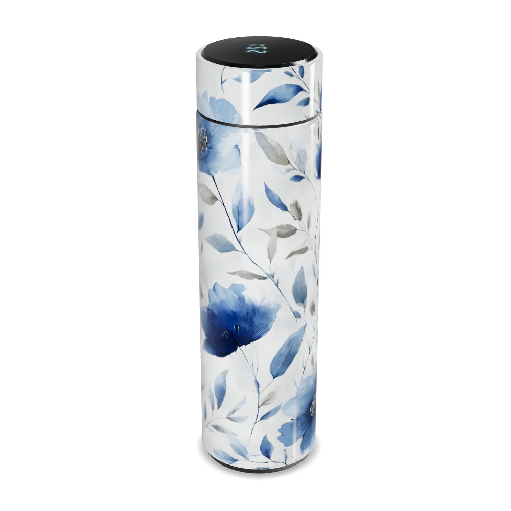 Garrafa Térmica Touch - Floral Azul Branca