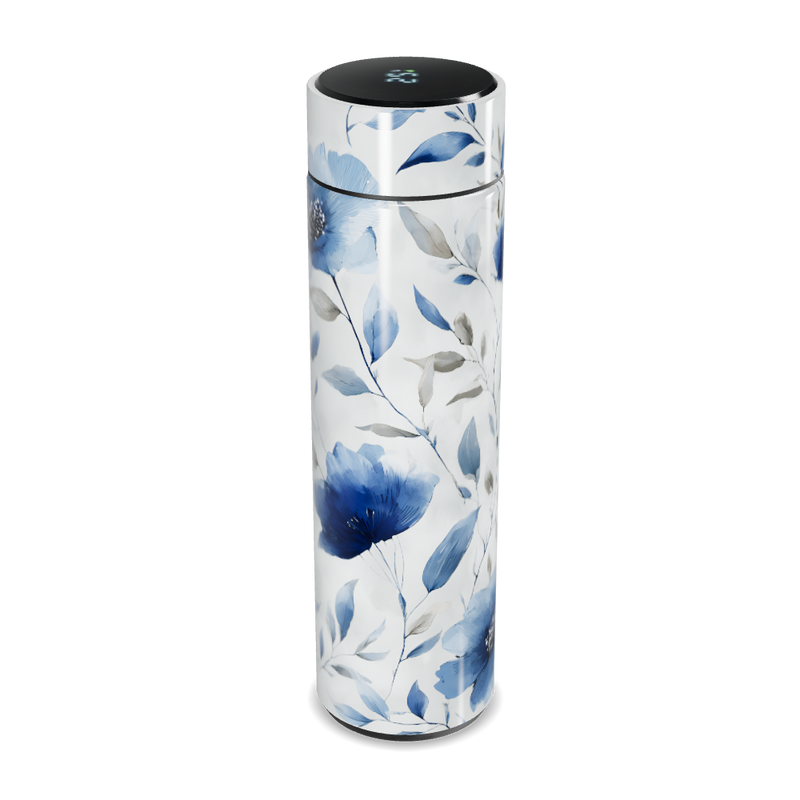 Garrafa Térmica Touch - Floral Azul Branca